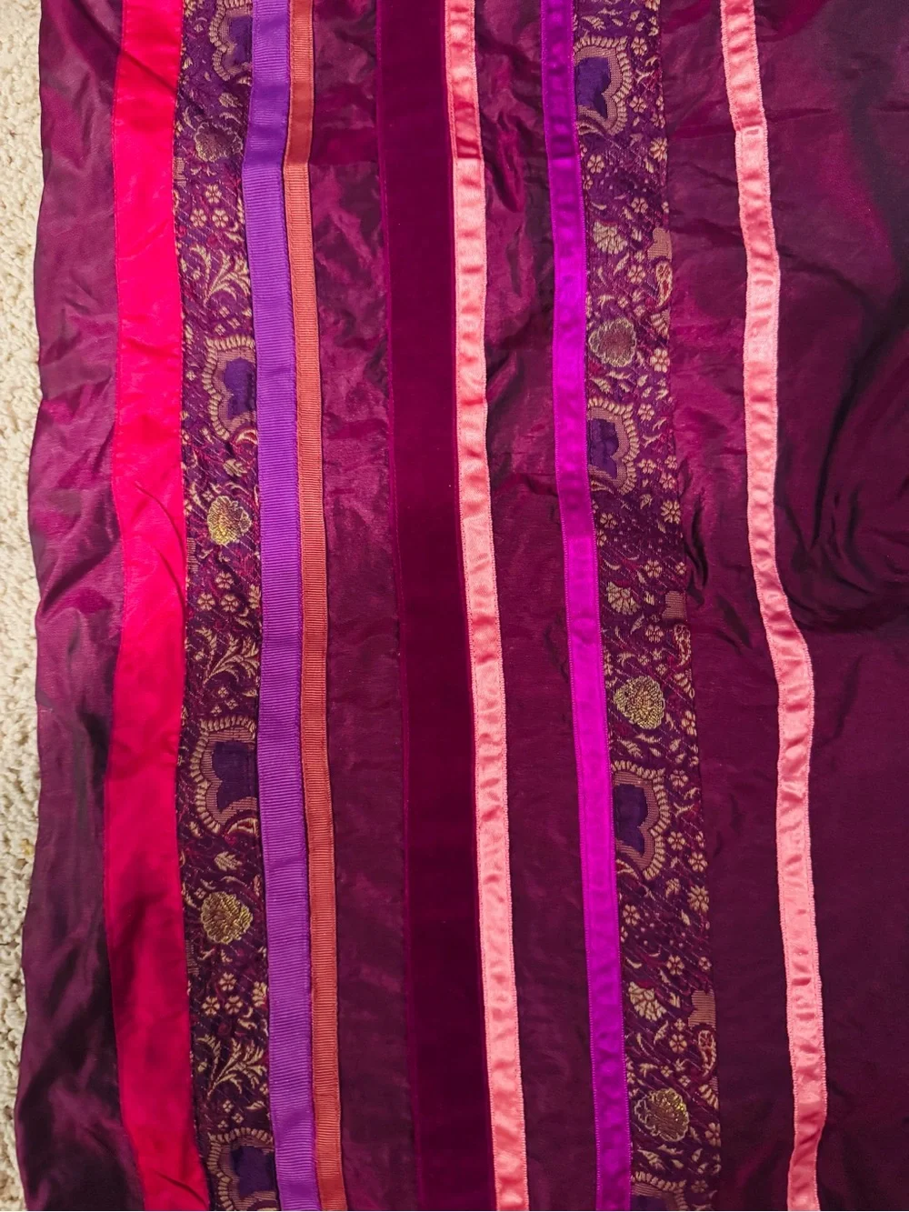 Indian-Inspired Purple & Fuchsia Patchwork Duvet Cover - Full Size